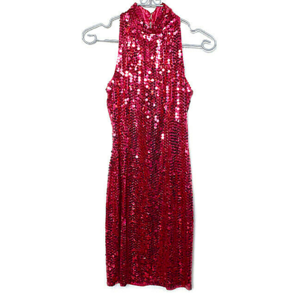 A J Bari Vintage Red Sequined Dress (dd109)